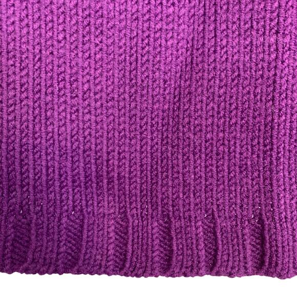 Donna Karen DKNY Purple Chunky Knit Mock Neck Sweater Logo Textured Raised XS - Picture 16 of 16